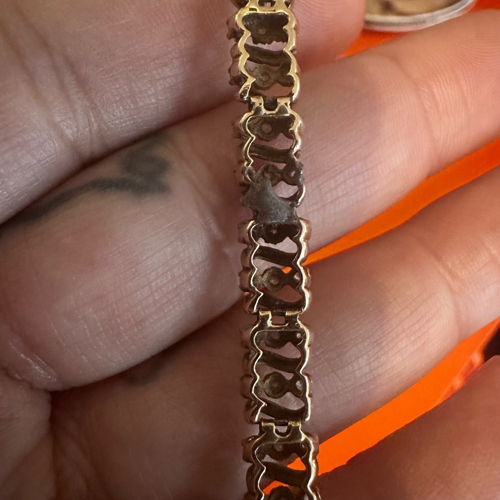 Diamond Tennis S Bracelet Solid 10k Gold - Picture 9 of 11